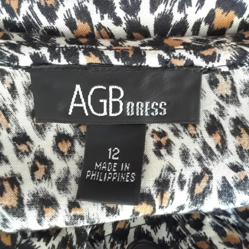 AGB Retro Leopard Print A Line Short Puff Sleeve … - image 12